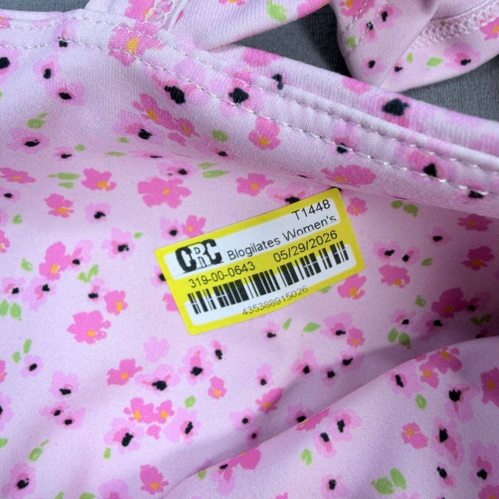 Blogilates Womens XS Pink Floral Recycled Poly Mesh Tiered Active Mini Dress - Picture 5 of 7